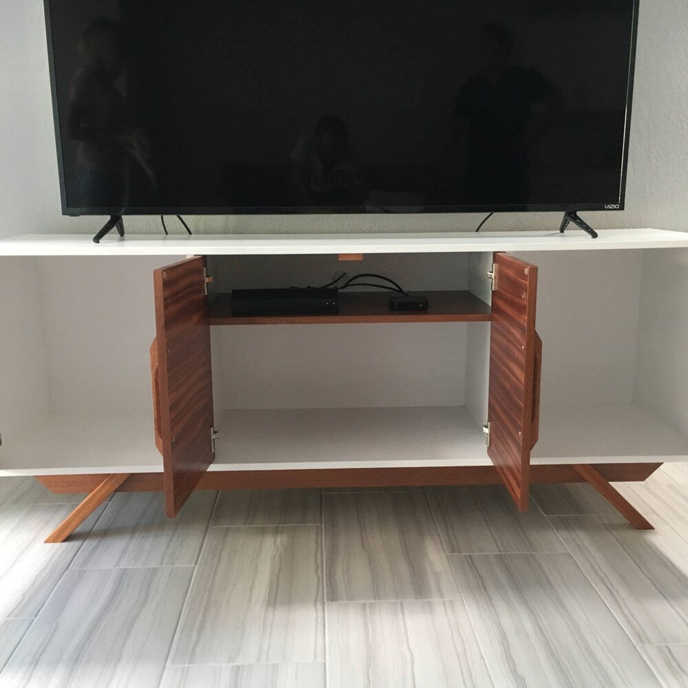 72" Bespoke Media Console - 4 Door - White & Mahogany
