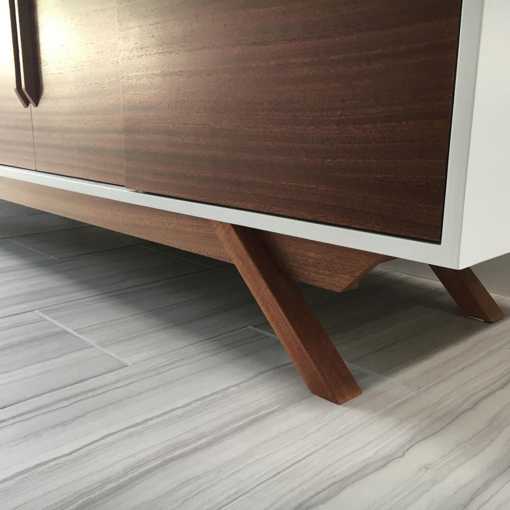 72" Bespoke Media Console - 4 Door - White & Mahogany