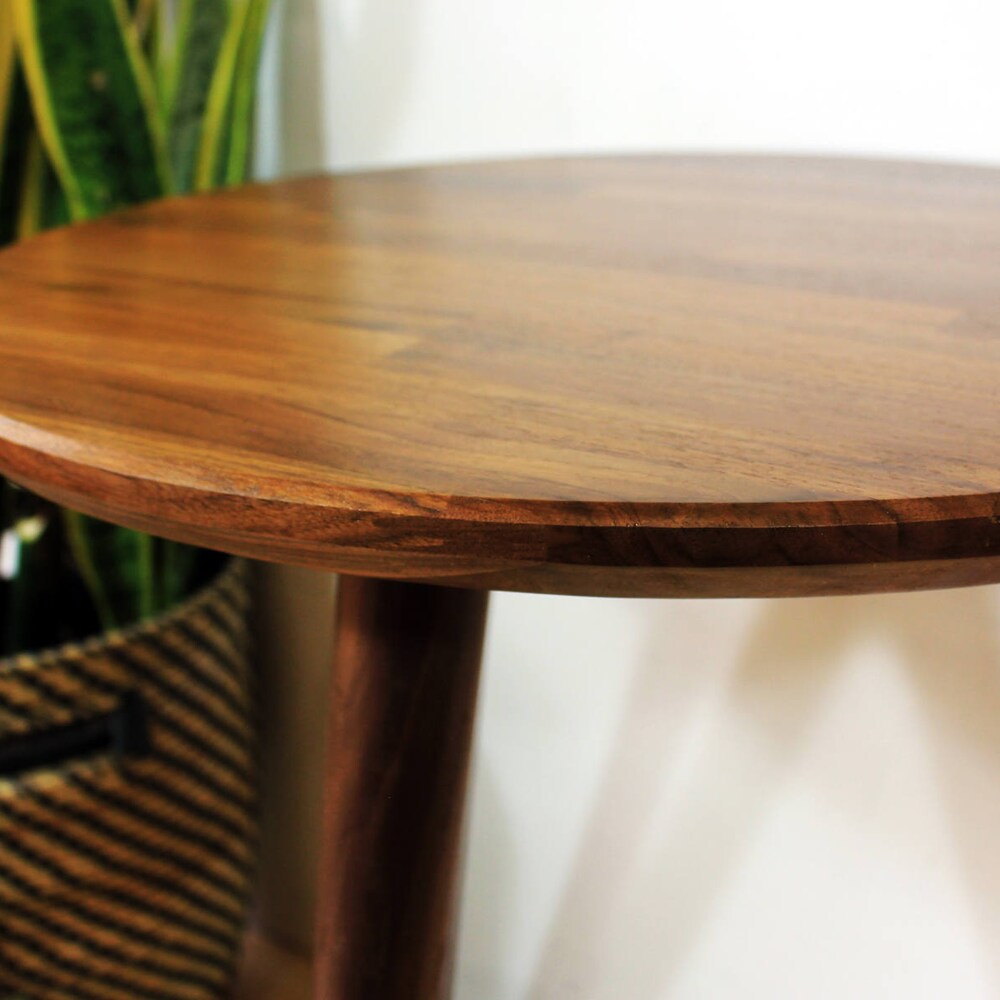 Classic Walnut Teak End / Side Table or Nightstand - Classic Mid Century Modern Eames Style Wood Boho Furniture Design