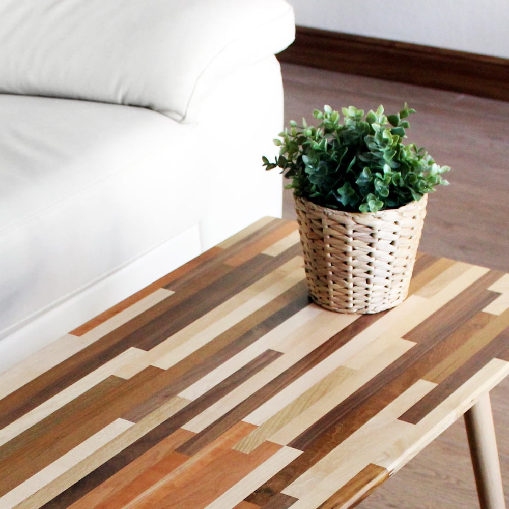 36" Mixed Wood Coffee Table - Classic Mid Century Modern Furniture Eames Style Boho Design