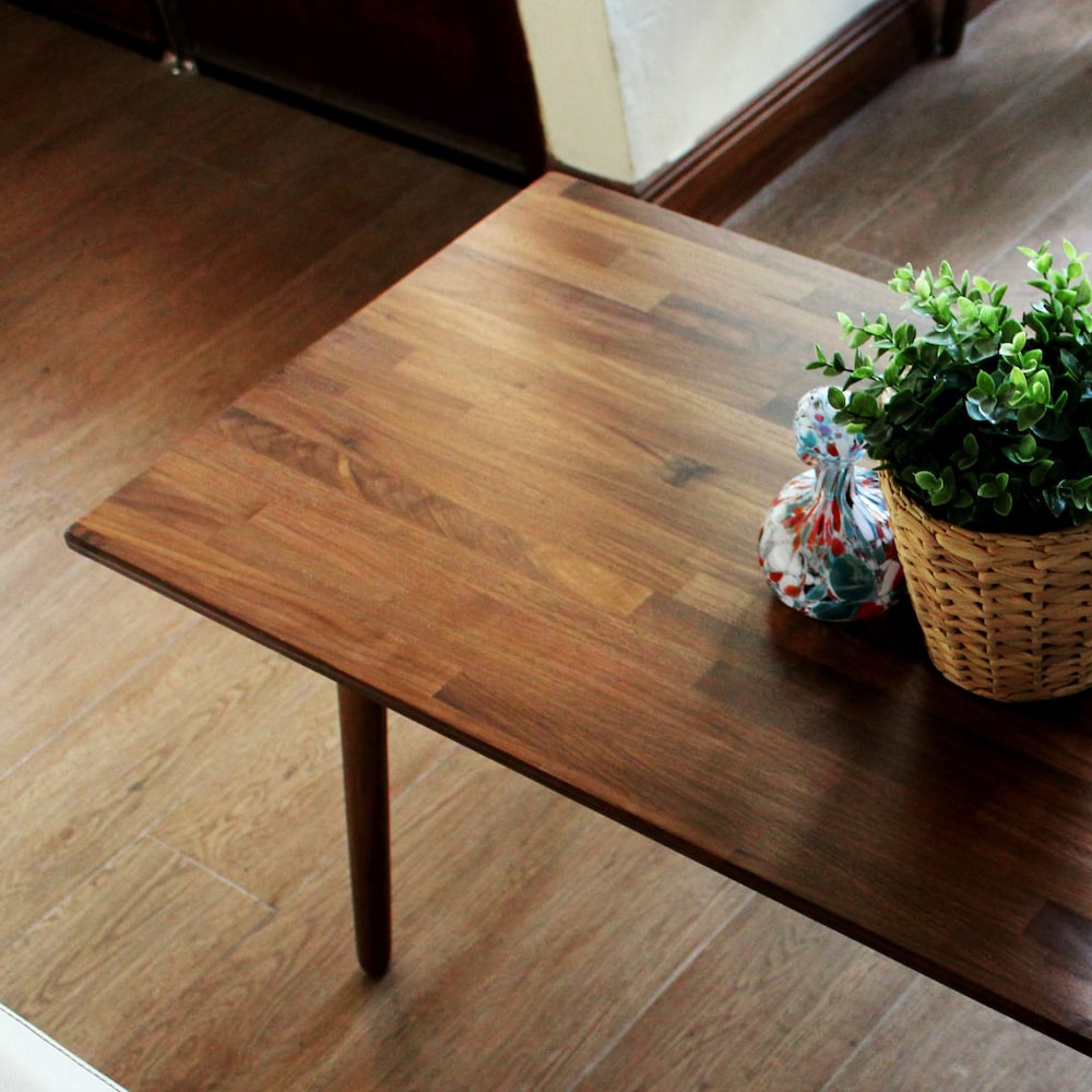 Classic Walnut Teak Coffee Table - Mid Century Modern Eames Style Design Boho Wood Furniture