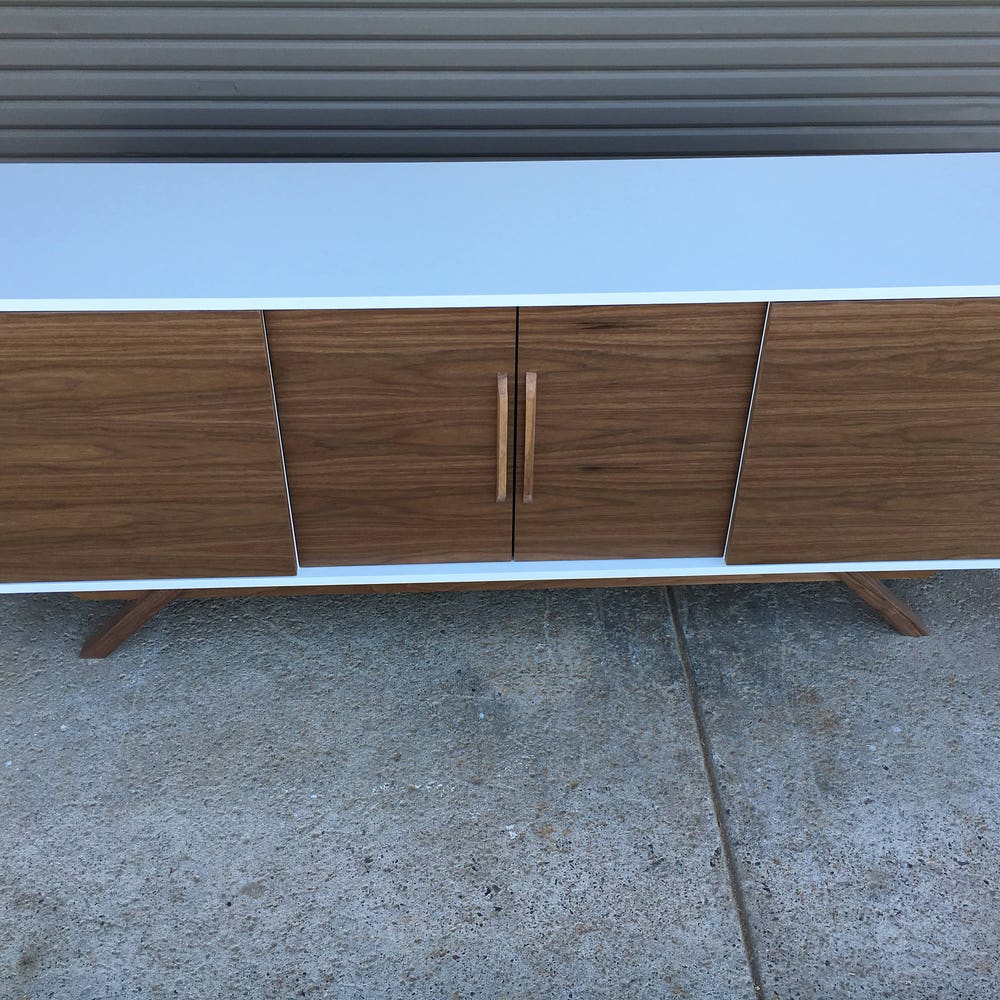 72" Bespoke Statement Credenza - 4 Doors, No Drawers - White & Walnut