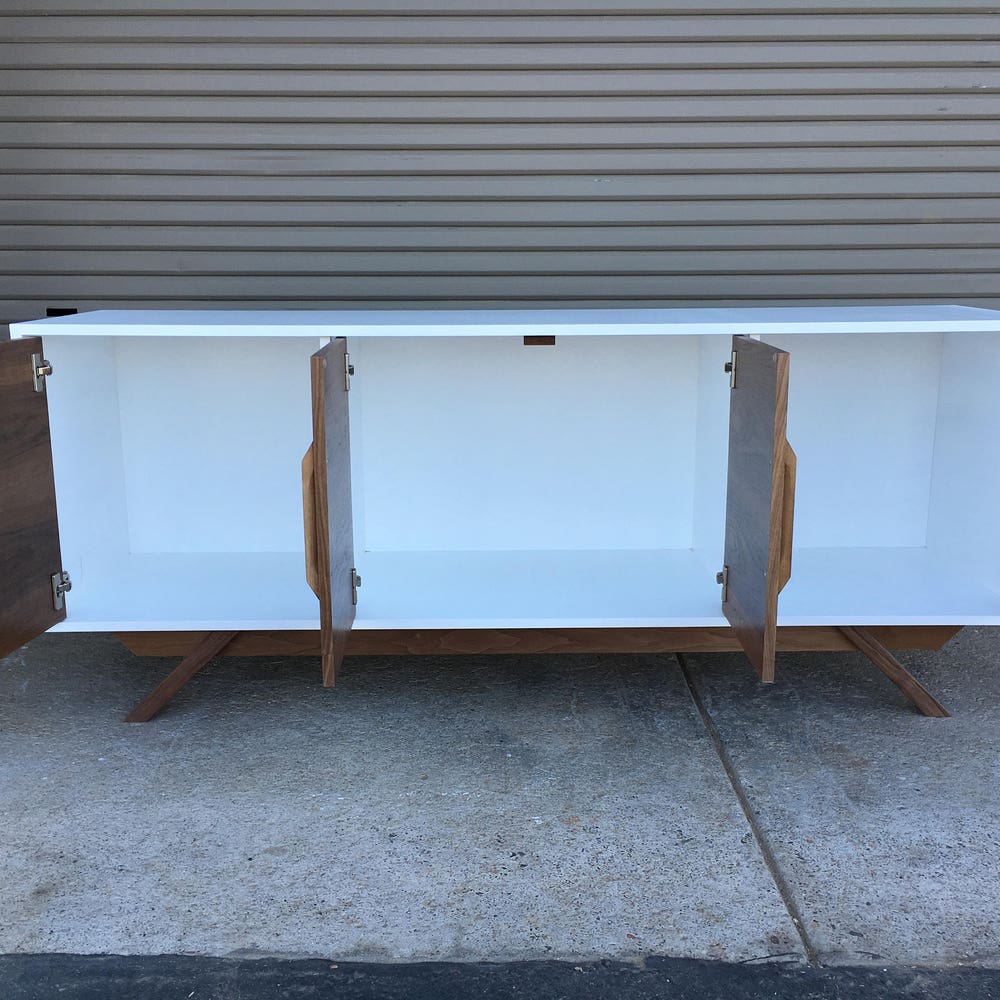 72" Bespoke Statement Credenza - 4 Doors, No Drawers - White & Walnut