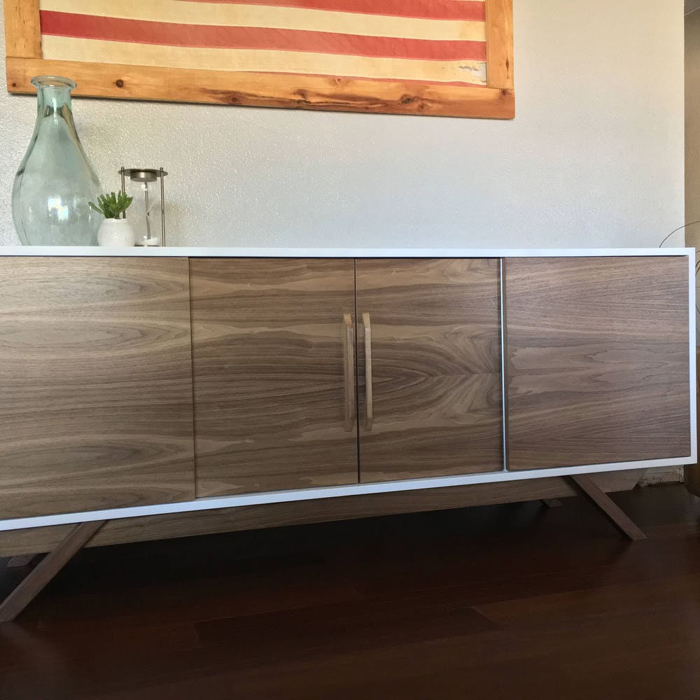 72" Bespoke Statement Credenza - 4 Doors, No Drawers - White & Walnut