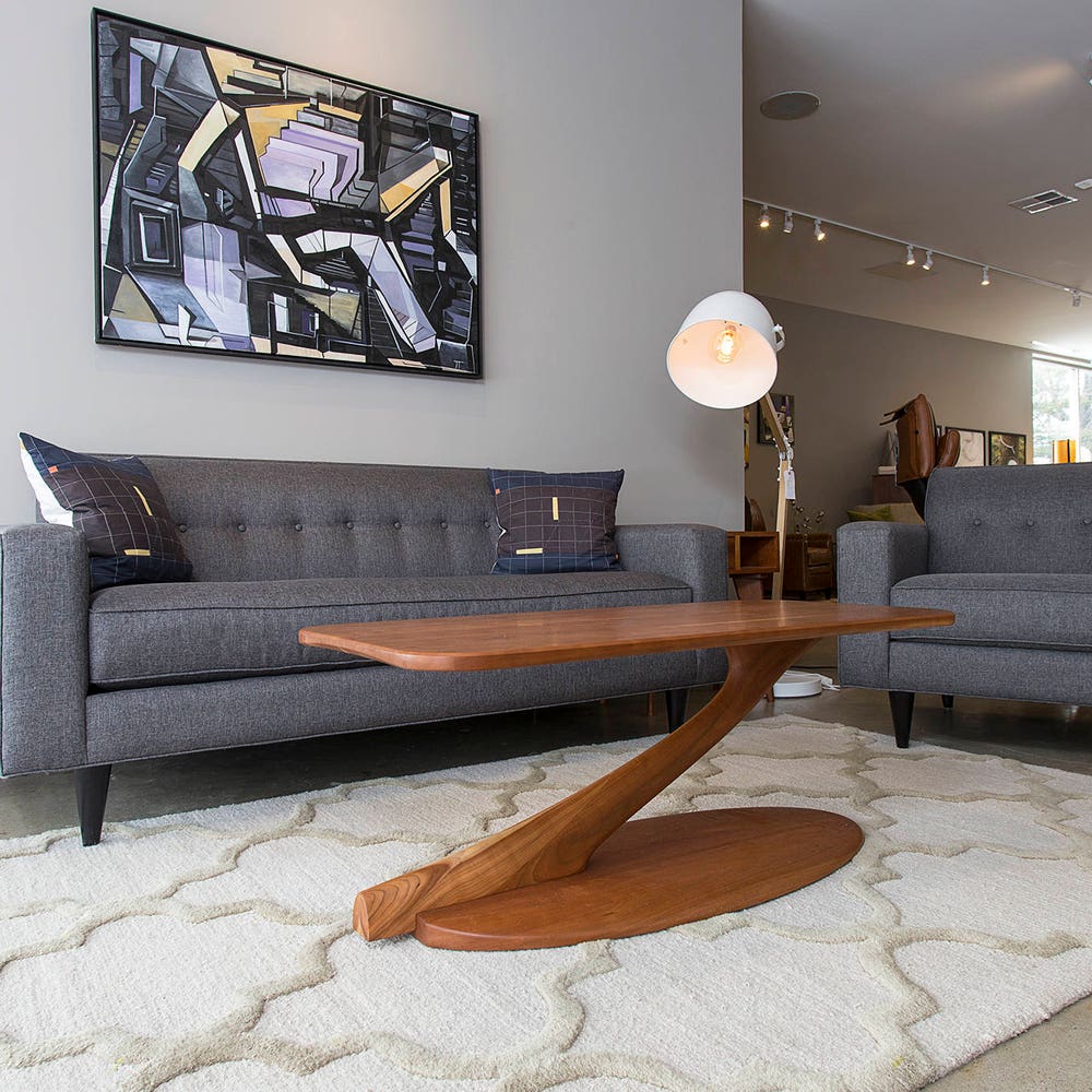 Cantilever Coffee Table - Unique Solid Wood Coffee Table - Handmade Mid-Century Modern Coffee Table in Walnut, Cherry, Maple, and Oak