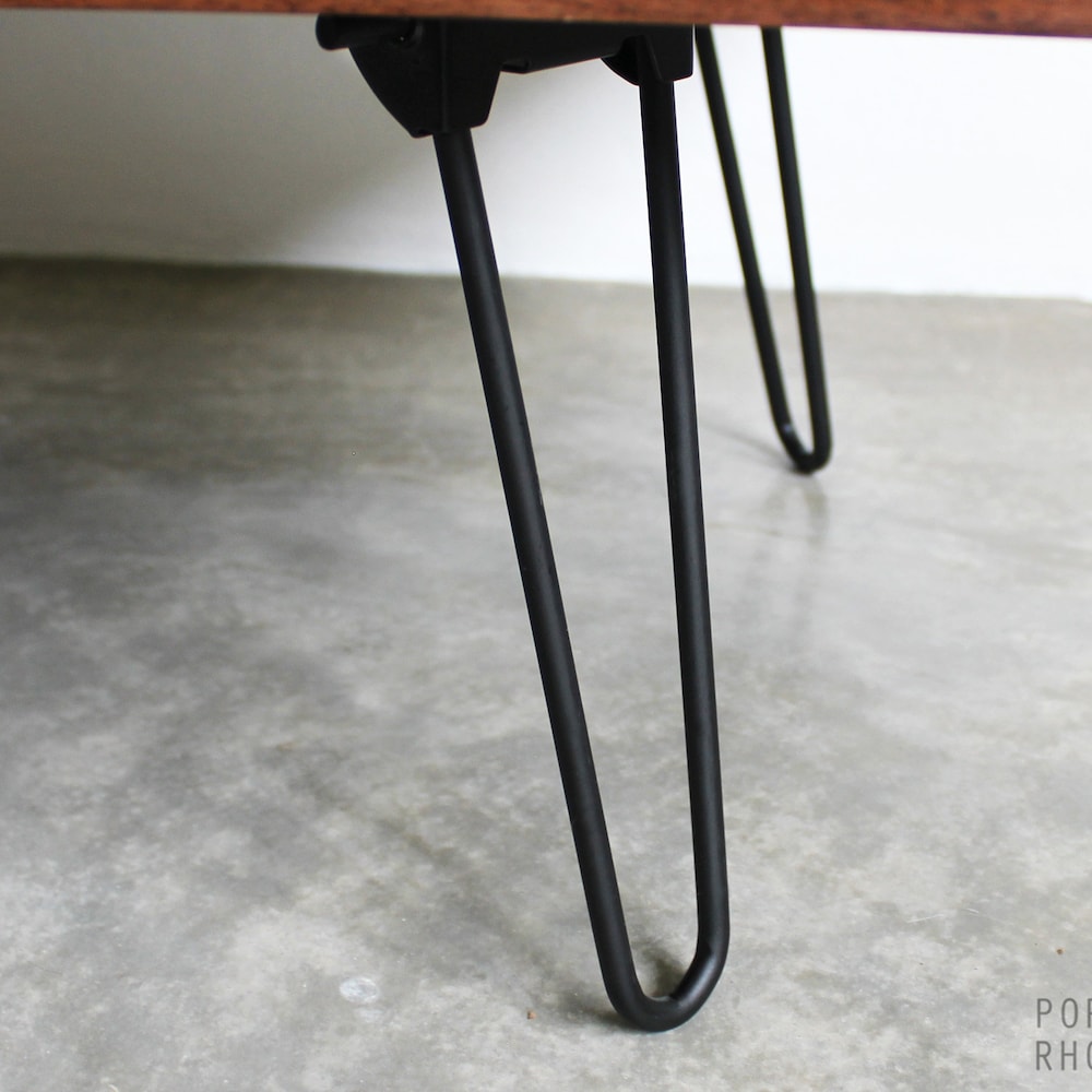 36in Walnut Teak Wood Coffee Table Hairpin Legs - Modern Furniture Mid Century Eames Style Reclaimed Hardwood Design