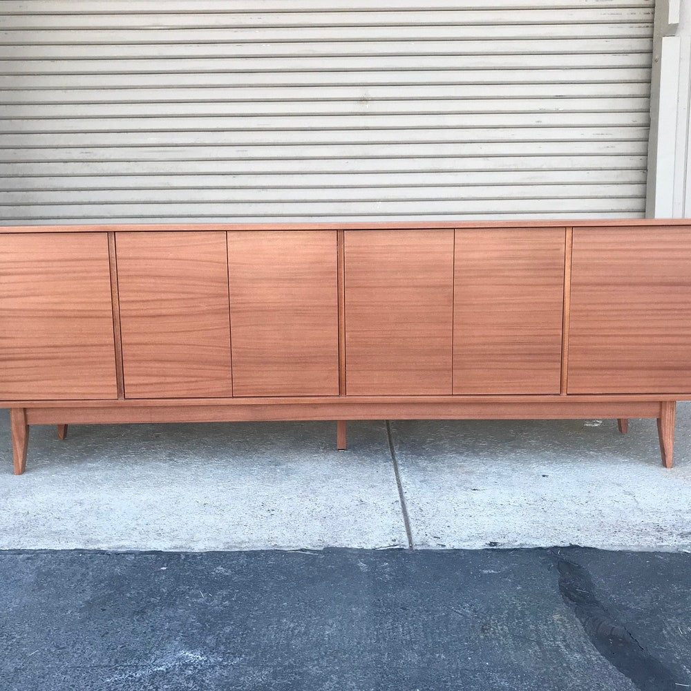 96" TV Console/ Credenza / Buffet -  Mid-Century Style in Mahogany