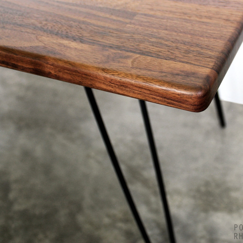 36in Walnut Teak Wood Coffee Table Hairpin Legs - Modern Furniture Mid Century Eames Style Reclaimed Hardwood Design