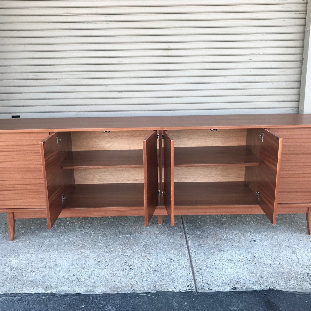 96" TV Console/ Credenza / Buffet -  Mid-Century Style in Mahogany