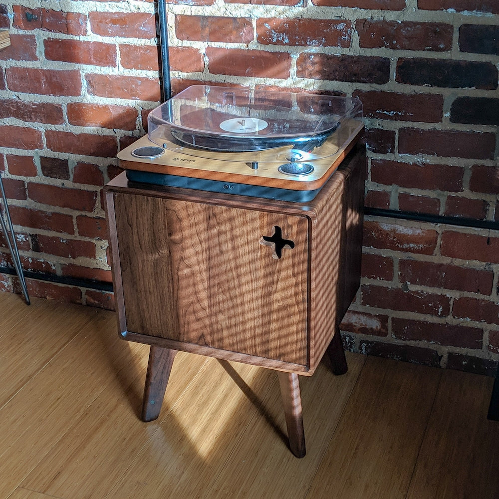 Boop Box Plus - Small Vinyl Record Storage Cabinet, 17" Vinyl Cube, Record Player Stand, Stereo Cabinet