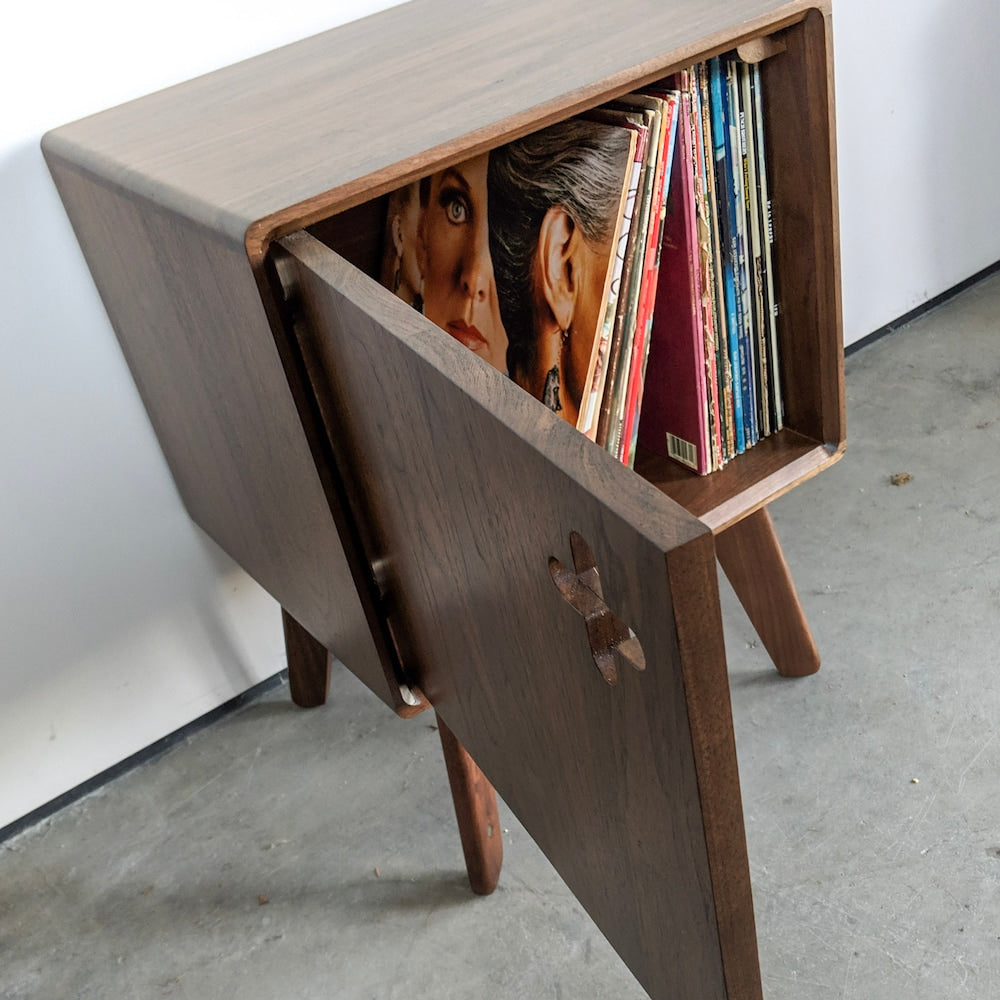 Boop Box Plus - Small Vinyl Record Storage Cabinet, 17" Vinyl Cube, Record Player Stand, Stereo Cabinet