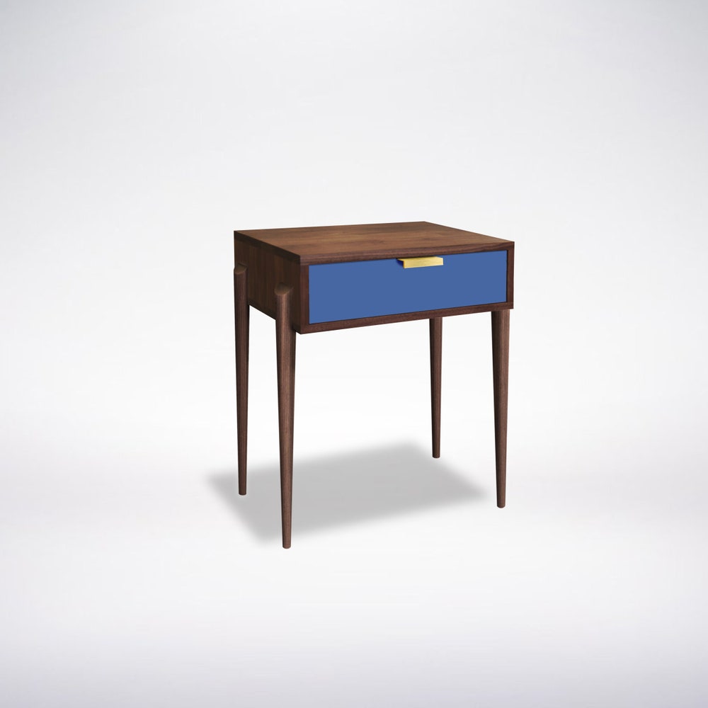 Apollo Side Table & Colorful Drawer Options, Handmade Wood Mid Century Modern - Oak, Cherry, Walnut or Maple, Retro Style, Bedroom Furniture