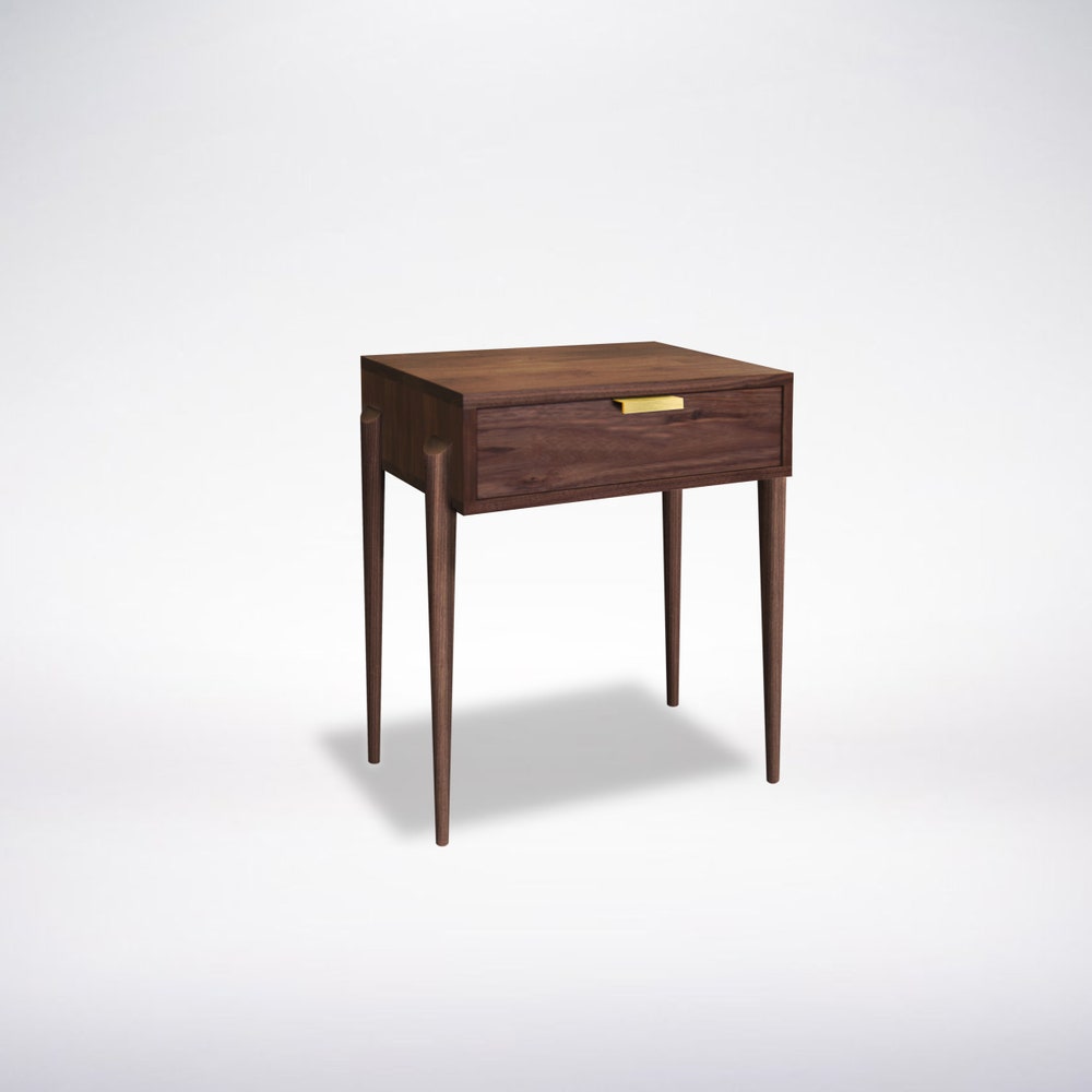 Apollo Side Table & Colorful Drawer Options, Handmade Wood Mid Century Modern - Oak, Cherry, Walnut or Maple, Retro Style, Bedroom Furniture