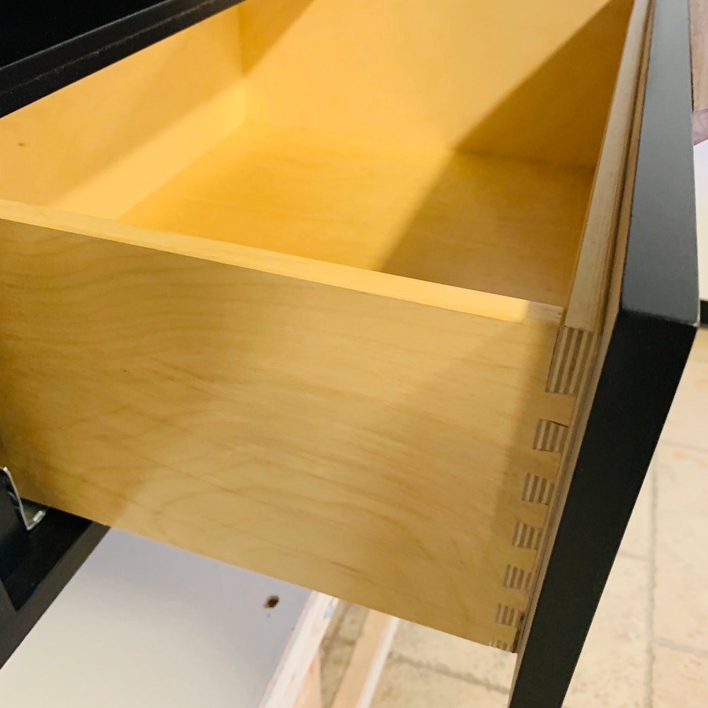 72" Bespoke Media Console - 4 Doors, 1 Drawer - Black & Walnut