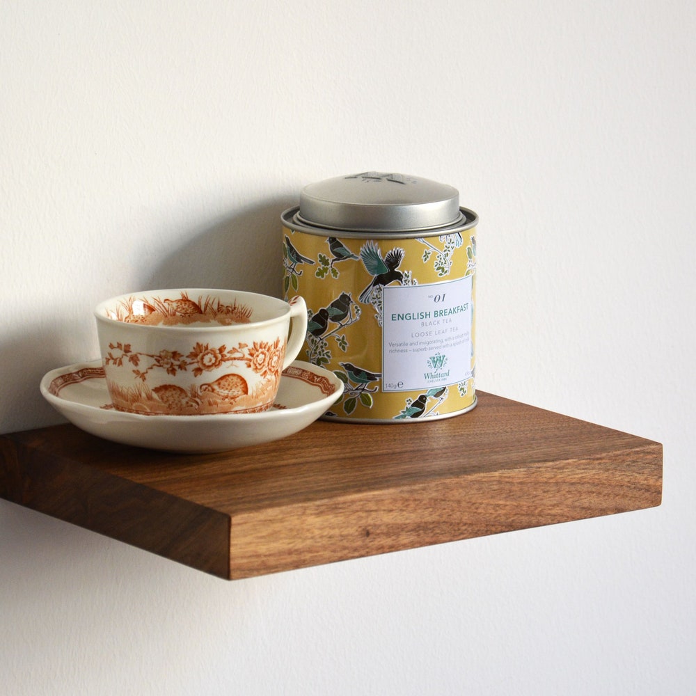 Walnut floating shelf / floating bedside shelf / floating kitchen shelf / floating entryway shelf