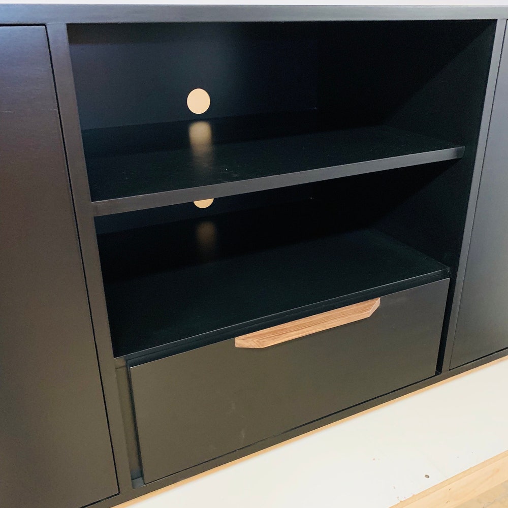 72" Bespoke Media Console - 4 Doors, 1 Drawer - Black & Walnut