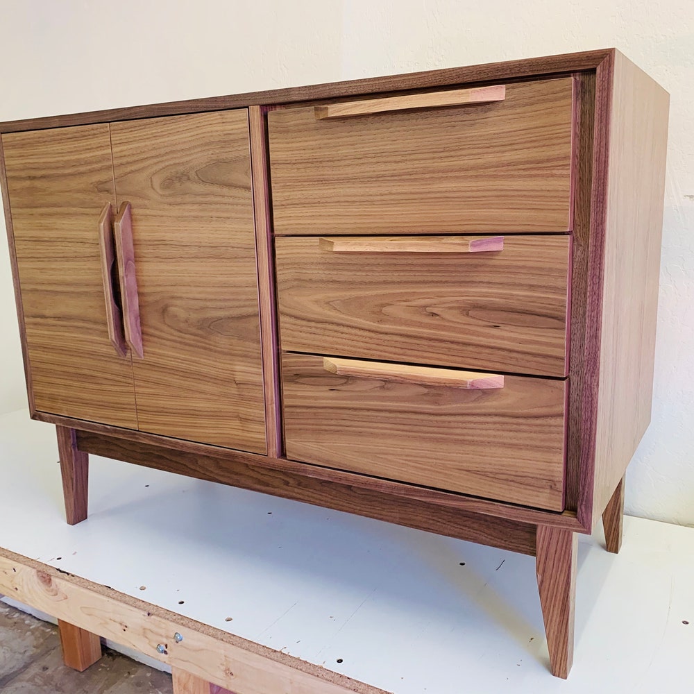 42" Mid Century Bathroom Vanity Cabinet - Left Offset Single Sink, 2 Doors, 3 Drawers - Customize to Your Unique Style