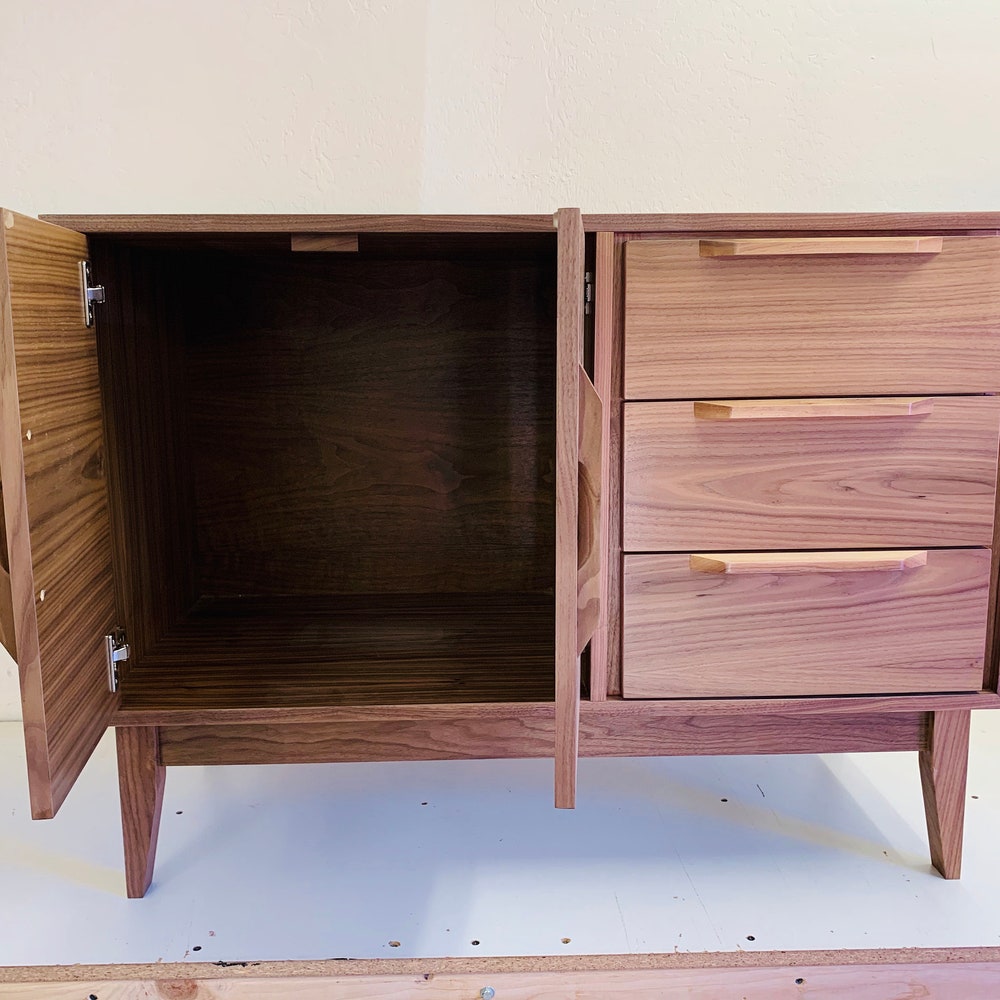 42" Mid Century Bathroom Vanity Cabinet - Left Offset Single Sink, 2 Doors, 3 Drawers - Customize to Your Unique Style