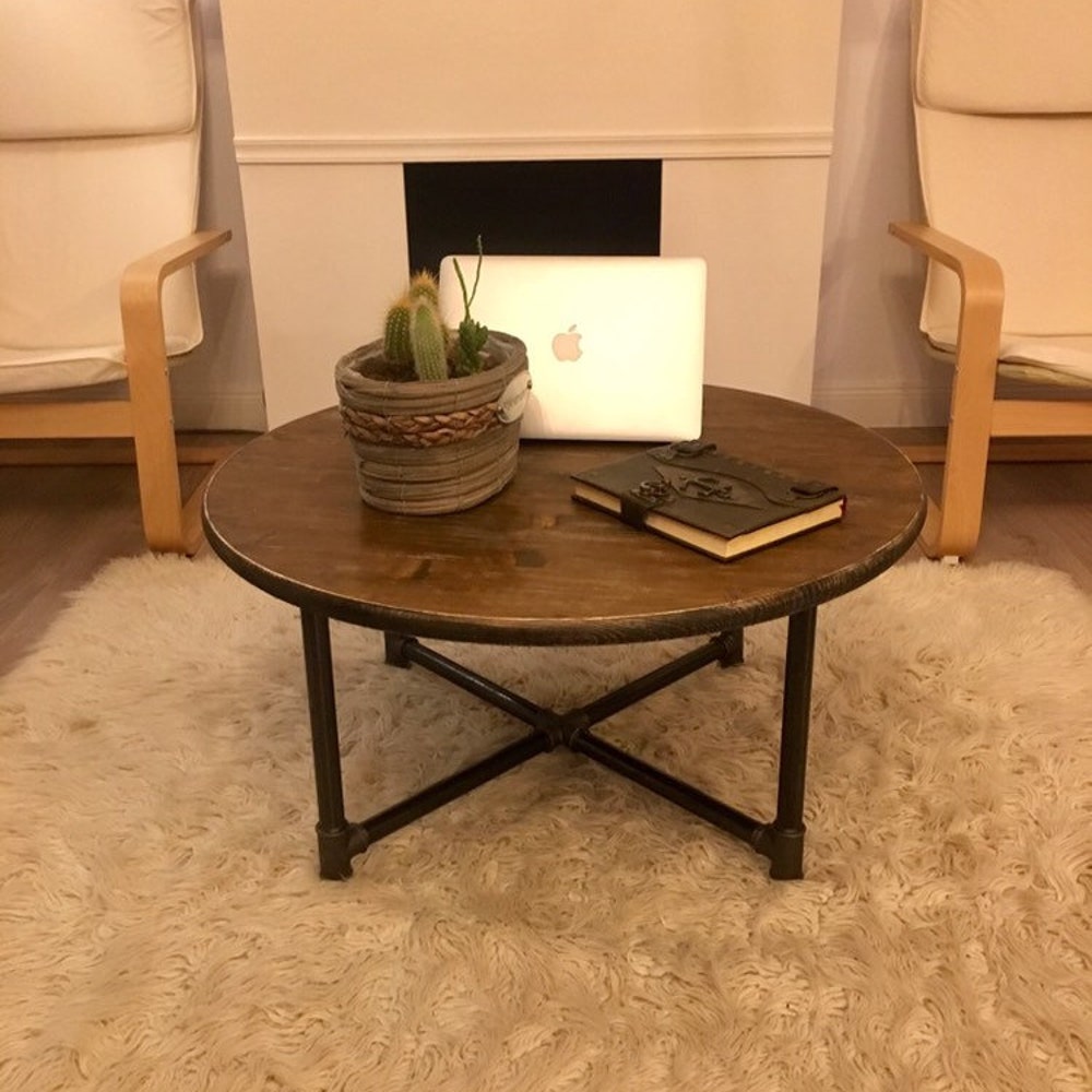 Industrial Pipe table, furniture, handmade, coffee table, round table, diy table, black pipe table, living table