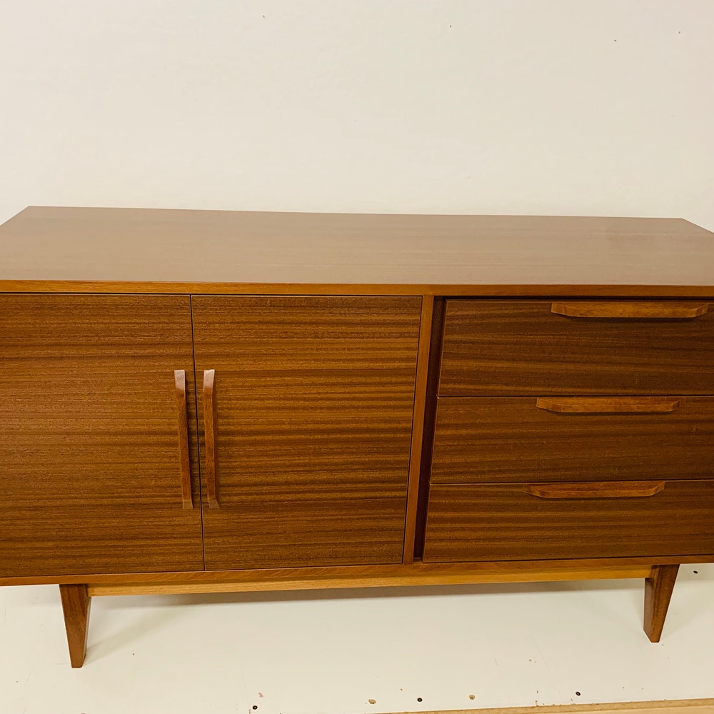 52" Mid Century Bathroom Vanity Cabinet - Left Offset Single Sink, 2 Doors, 3 Drawers - Customize to Your Unique Style