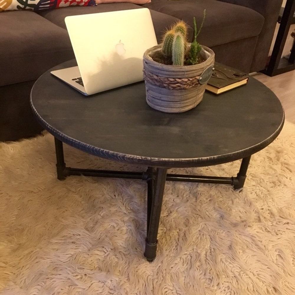 Industrial Pipe table, furniture, handmade, coffee table, round table, diy table, black pipe table, living table