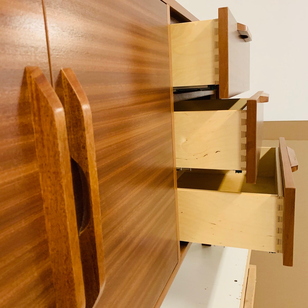 52" Mid Century Bathroom Vanity Cabinet - Left Offset Single Sink, 2 Doors, 3 Drawers - Customize to Your Unique Style