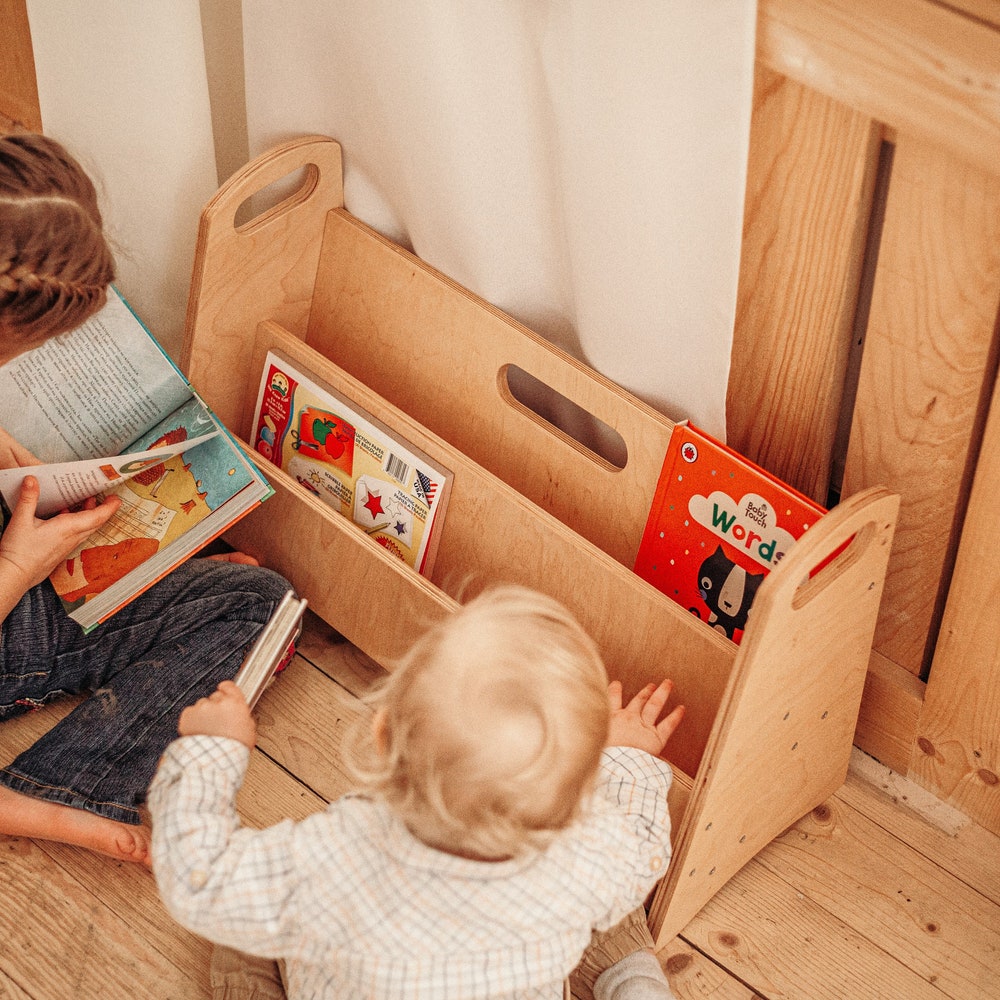 Bookshelf for kids - Wood Toddler Bookcase, Modern bookshelf, Boho nursery decor Book stand Montessori furniture Wooden shelf