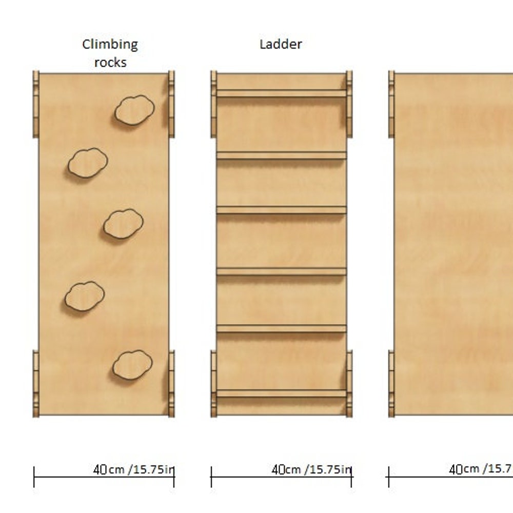 Set of three items: TWO LARGE Climbing Arch + Ramp, Montessori furniture, Baby wood Gym, Toddler climber Balance board Waldorf kids ladder