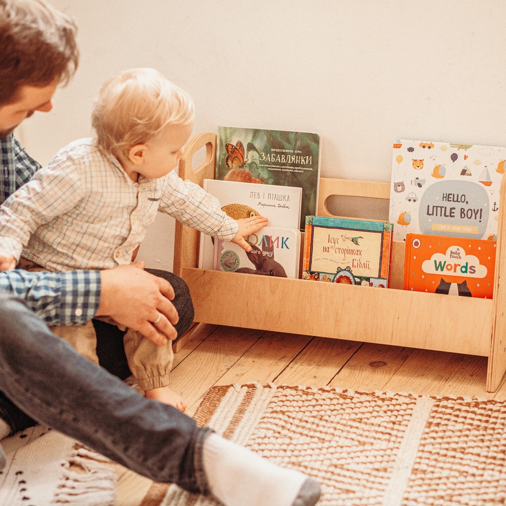 Bookshelf for kids - Wood Toddler Bookcase, Modern bookshelf, Boho nursery decor Book stand Montessori furniture Wooden shelf
