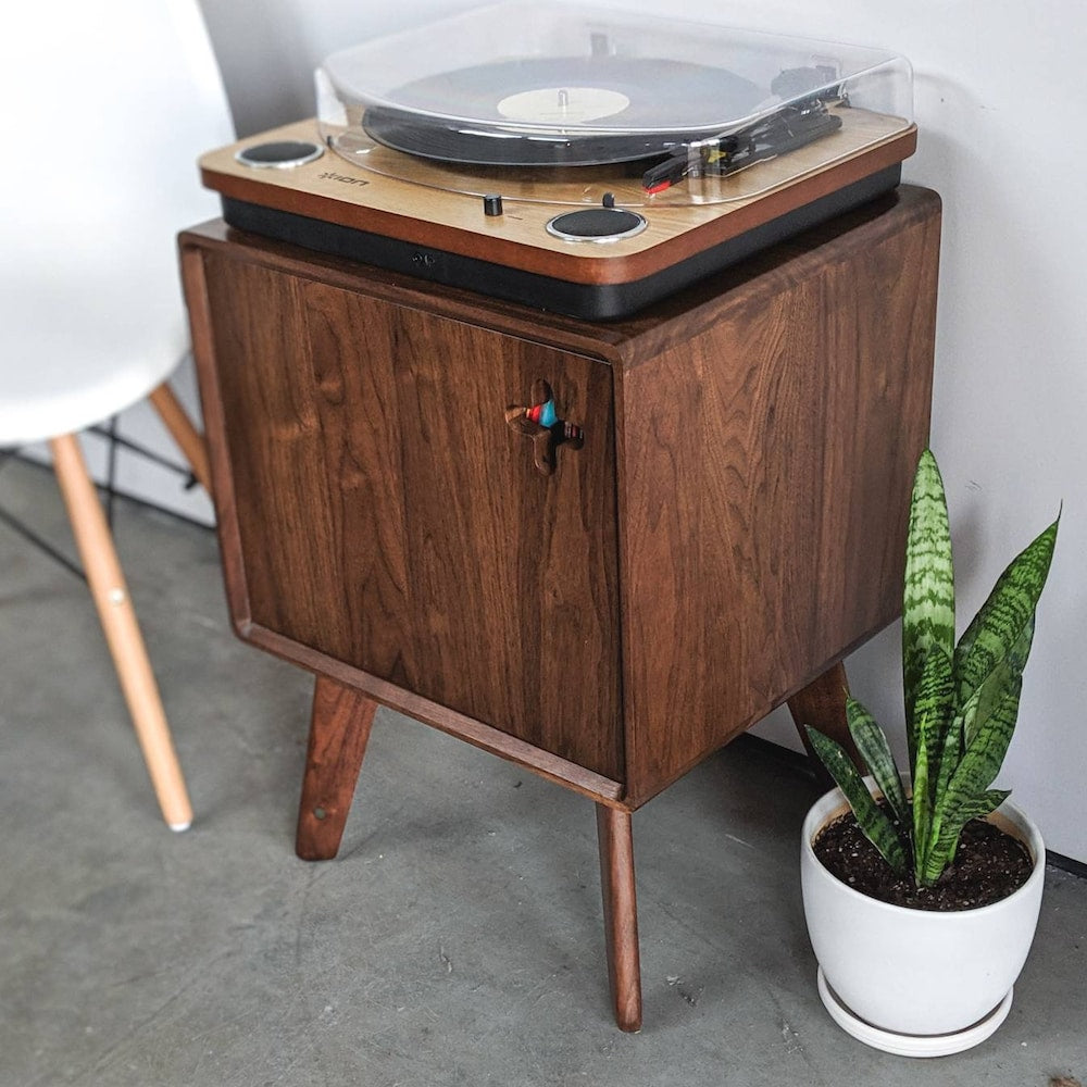 Boop Box Plus - Small Vinyl Record Storage Cabinet, 17" Vinyl Cube, Record Player Stand, Stereo Cabinet