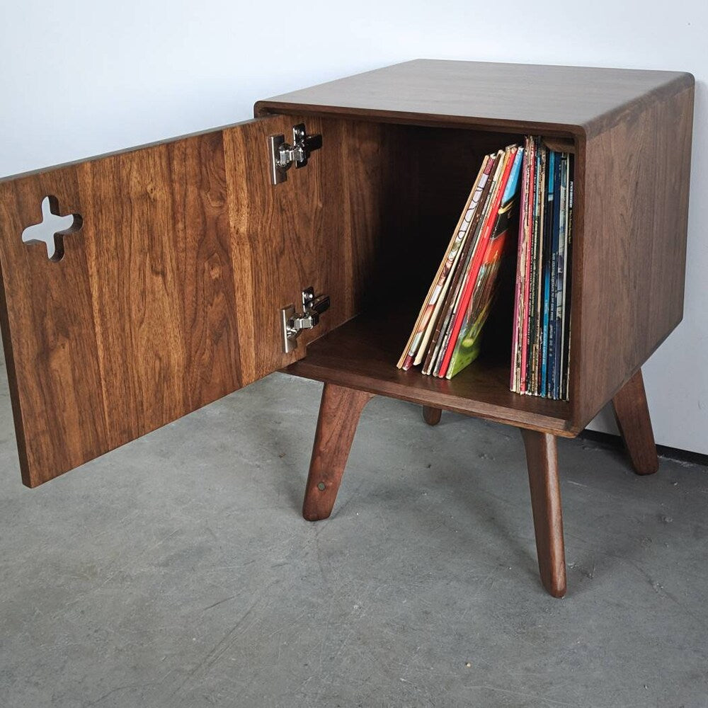 Boop Box Plus - Small Vinyl Record Storage Cabinet, 17" Vinyl Cube, Record Player Stand, Stereo Cabinet