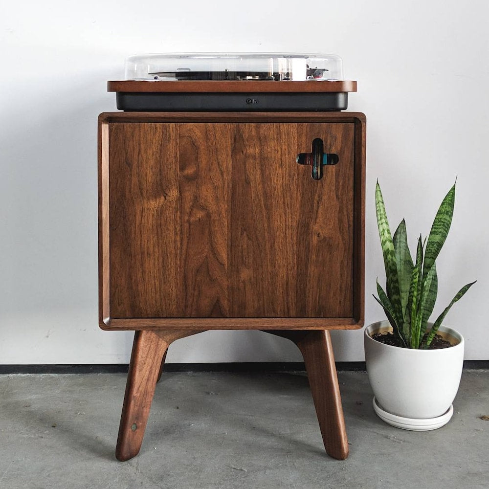 Boop Box Plus - Small Vinyl Record Storage Cabinet, 17" Vinyl Cube, Record Player Stand, Stereo Cabinet