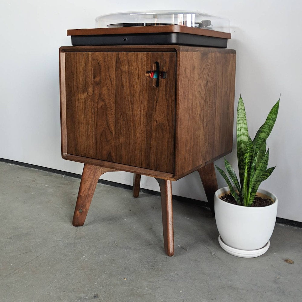 Boop Box Plus - Small Vinyl Record Storage Cabinet, 17" Vinyl Cube, Record Player Stand, Stereo Cabinet
