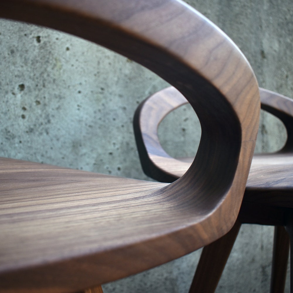 APEX Swiveling Dining Chair | Carved Seat | Mid Century Modern chair | Tractor seat chair | Kitchen Chair | Natural Finish