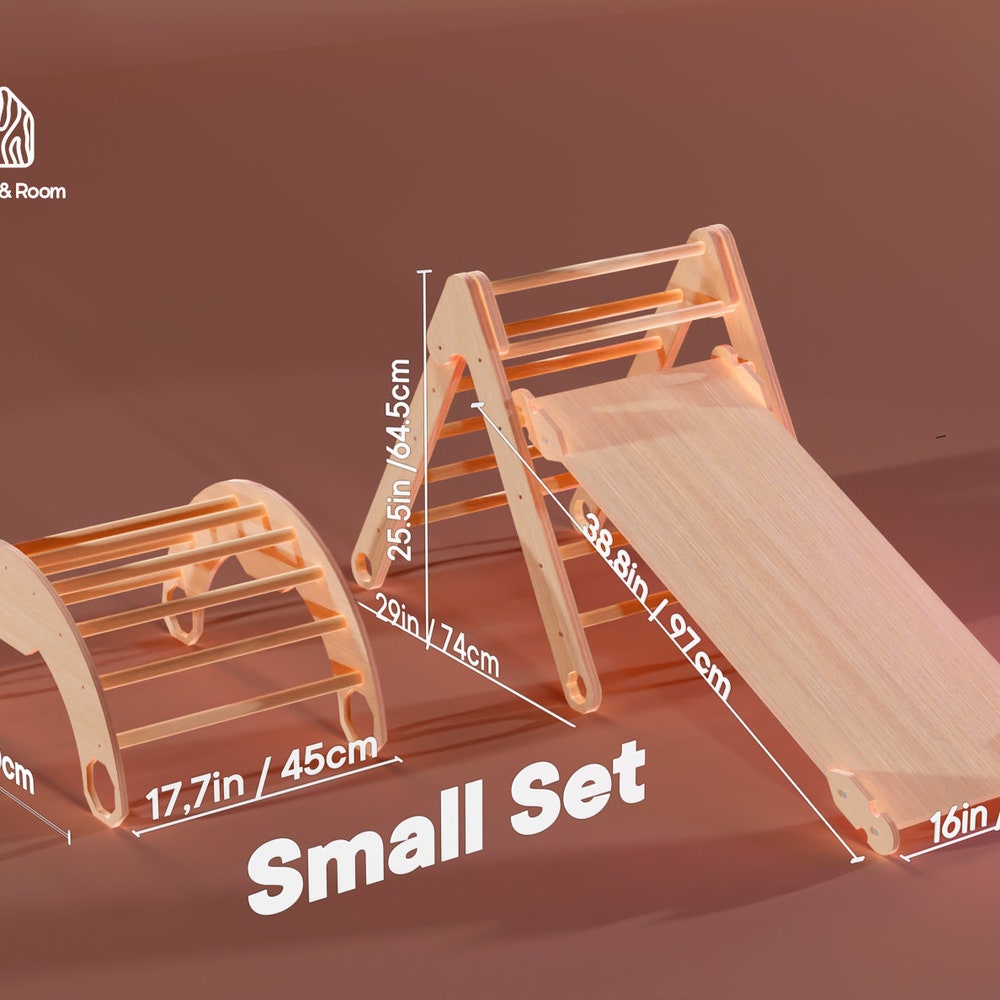 Baby Gym Climbing Set - Foldable Triangle Toddler Climber Toy, Climbing Arch with slide, Indoor Playground, Montessori Toddler Furniture