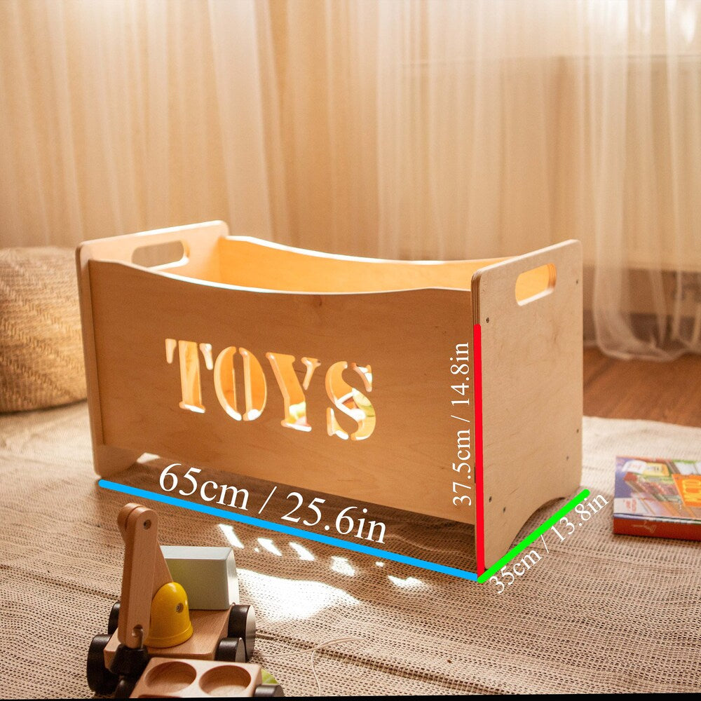 Big Set of Montessori furniture - Open Shelf + Large Bookcase with personalization + Multi-functional Toy Box, Toddler nursery toy storage