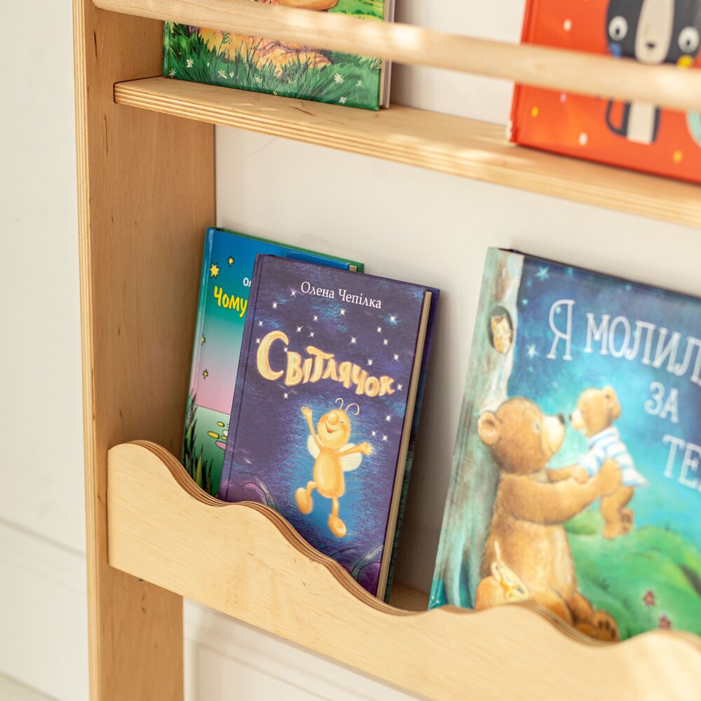 Wooden bookshelf for Nursery storage, Montessori furniture, Wall shelving, Display cabinet, Book organizer, Floating shelf