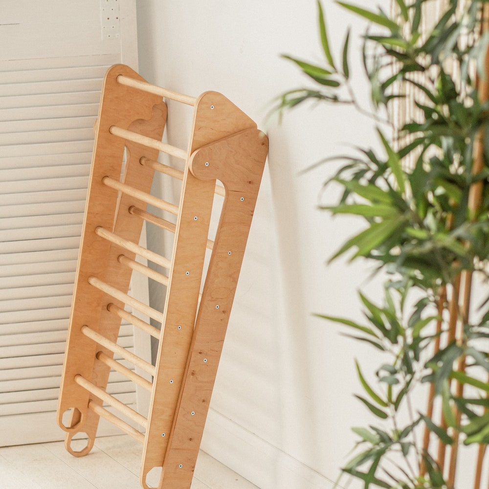 Climbing Set of 3 items - Arch + Foldable Triangle + Ramp ladder/slide, Montessori furniture, Toddler climber, First christmas gift