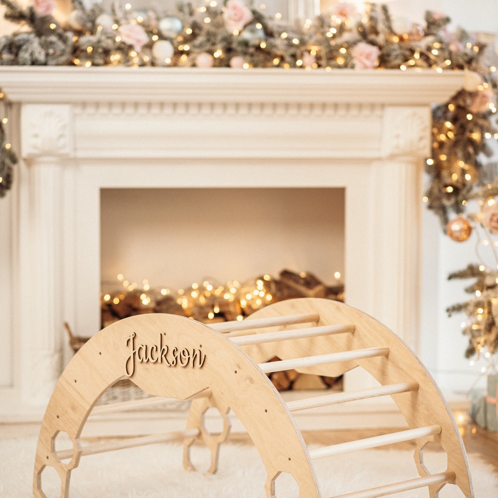 Baby First Christmas Gift - Climbing Arch with Cushion and Ramp - Montessori furniture, Rocker with pillow, Balance board, Toddler gym