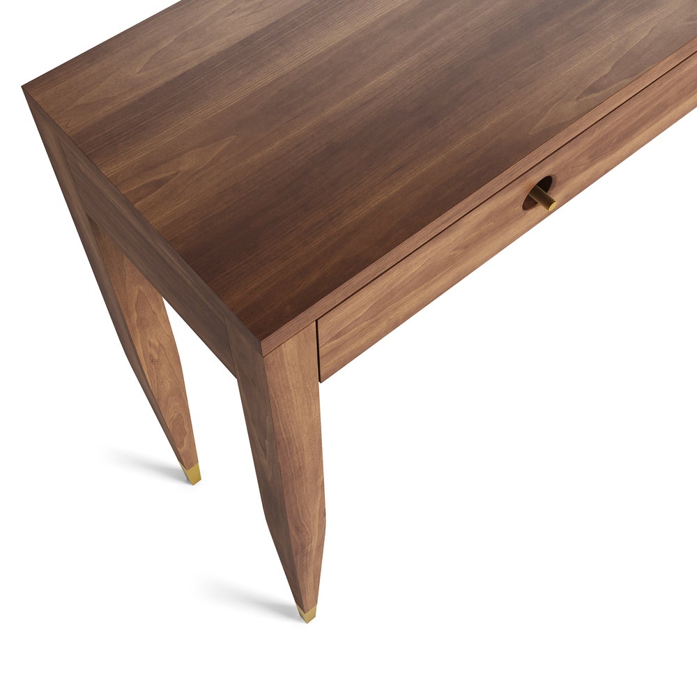 Walnut console table with marble top three drawers and two legs, hallway table, entryway table, dressing table in solid walnut wood