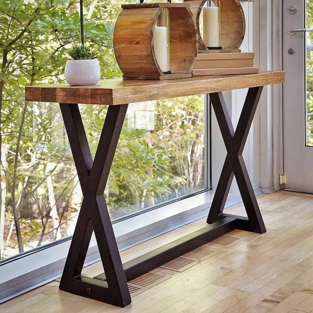 Console/sofa/Entrway table Rustic custom reclaimed Wood/Wooden/Solid/Live edge/slab luxury end/side/foyer/entry/kitchen/coffee/sehpa/ table