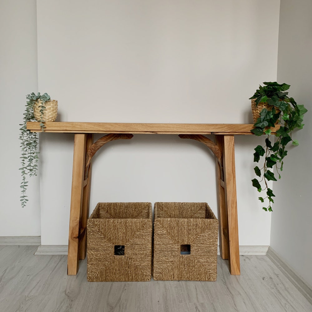 Console Table, Unique Rustic/Reclaimed Wood, Custom Farmhouse Hallway Sofa Entrway Wooden Solid Foyer Dresser Entry Table Gift for Women/Her