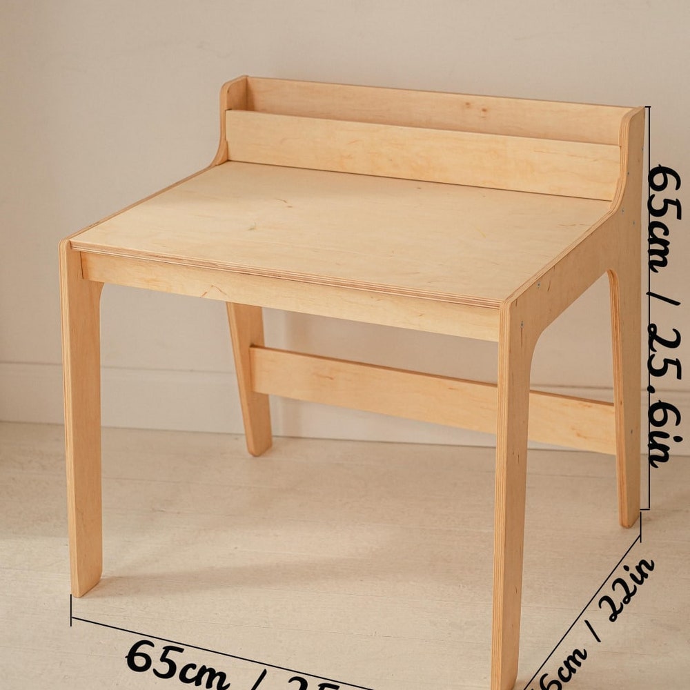 Desk and chair set for toddler, Montessori table with bookshelf, Kids board game table, Desk with drawer, Minimalist furniture,