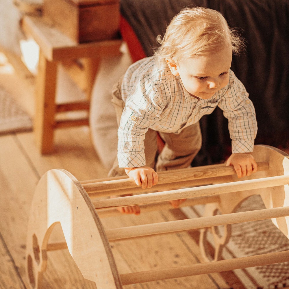 Unique baby gift - Montessori rocker with Cushion, Climbing Arch + pillow, Montessori toys, Toddler gift personalize toy for 1 year old
