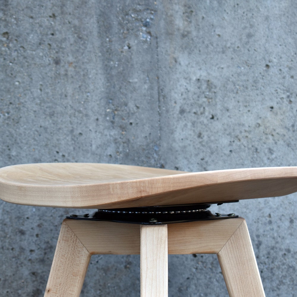 CALYX Cupped Seat Stool | Minimalist Mid Century Modern | Swiveling Bar Stool | Counter Height Stool | Modern Kitchen Chair | No Back Stool