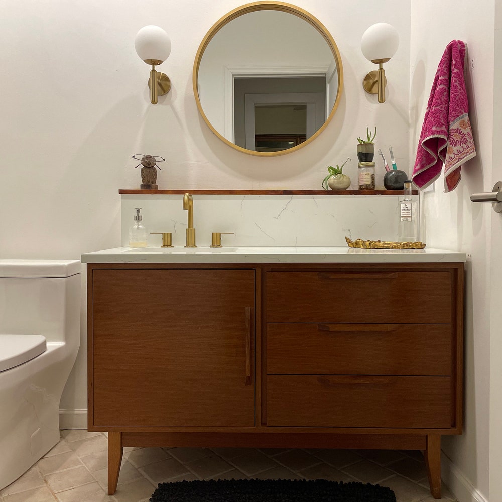 48" Bespoke Bathroom Vanity Cabinet - Left Offset Single Sink, 1 Door, 3 Drawers - For  Home Build or Remodel