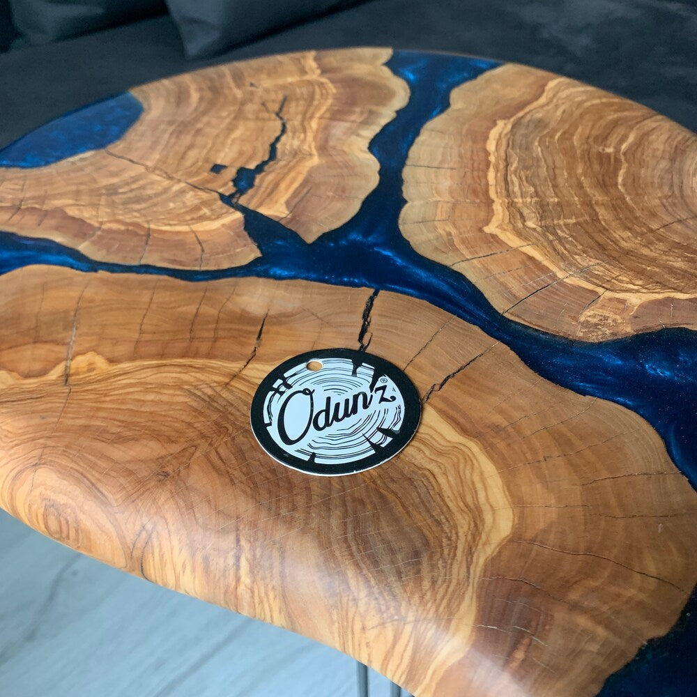 Coffee/Side/End/Guitar Table Wood Raund/Epoxy Resin Live Edge Rustic Unique River custom reclaimed luxury Wooden slab kitchen/sehpa table