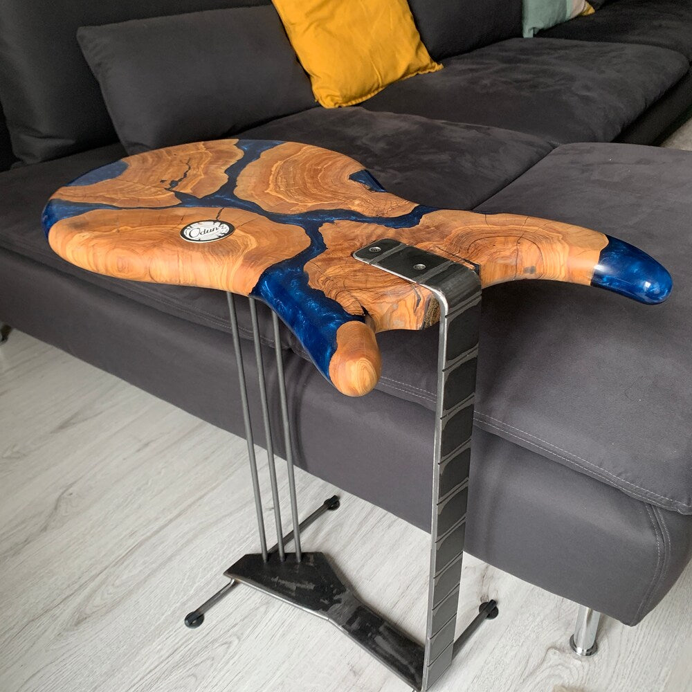 Coffee/Side/End/Guitar Table Wood Raund/Epoxy Resin Live Edge Rustic Unique River custom reclaimed luxury Wooden slab kitchen/sehpa table
