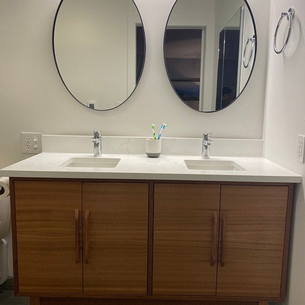 60" Mid Century Bathroom Vanity Cabinet - Dual Sink, 4 Door, No Drawers - Customize to Your Unique Style - For  Home Build or Remodel