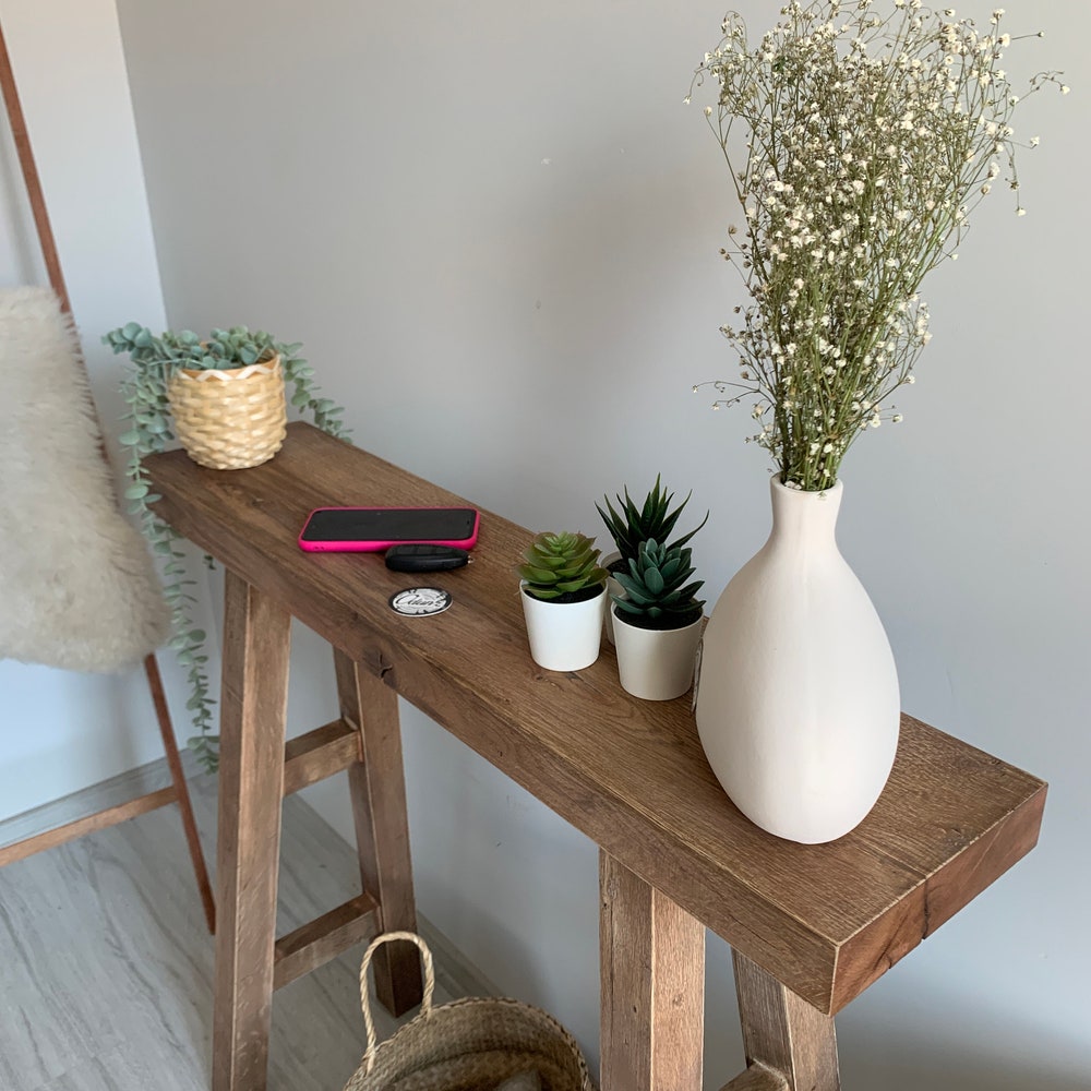 Console/sofa/Entrway table Rustic custom reclaimed Wood/Wooden/Solid/Live edge/slab luxury end/side/foyer/entry/kitchen/coffee/sehpa/ table